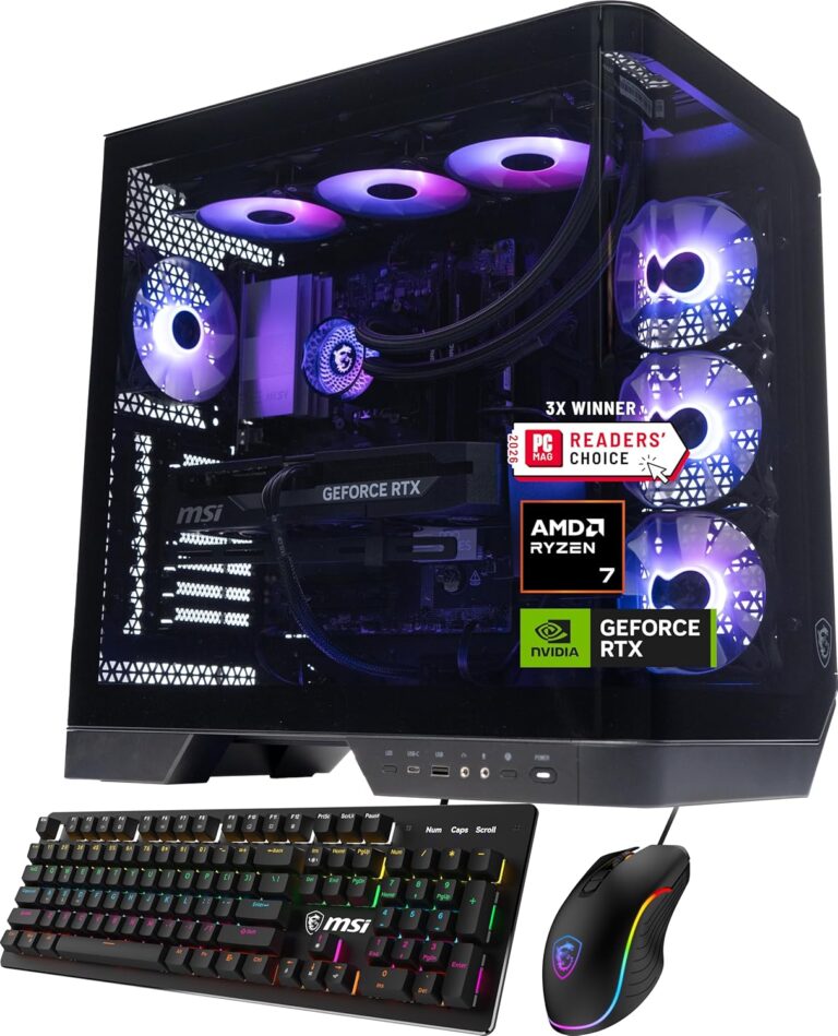 msi Vision ZS Gaming Desktop PC | AMD Ryzen 7 9800X3D | NVIDIA GeForce RTX 5070